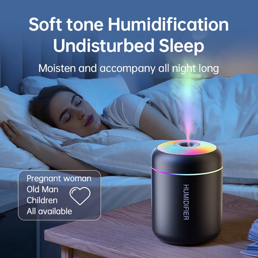 🌿 Mini Air Humidifier 180ML USB - Essential Oil Diffuser & Aromatherapy with LED Light for Home, Bedroom & Car