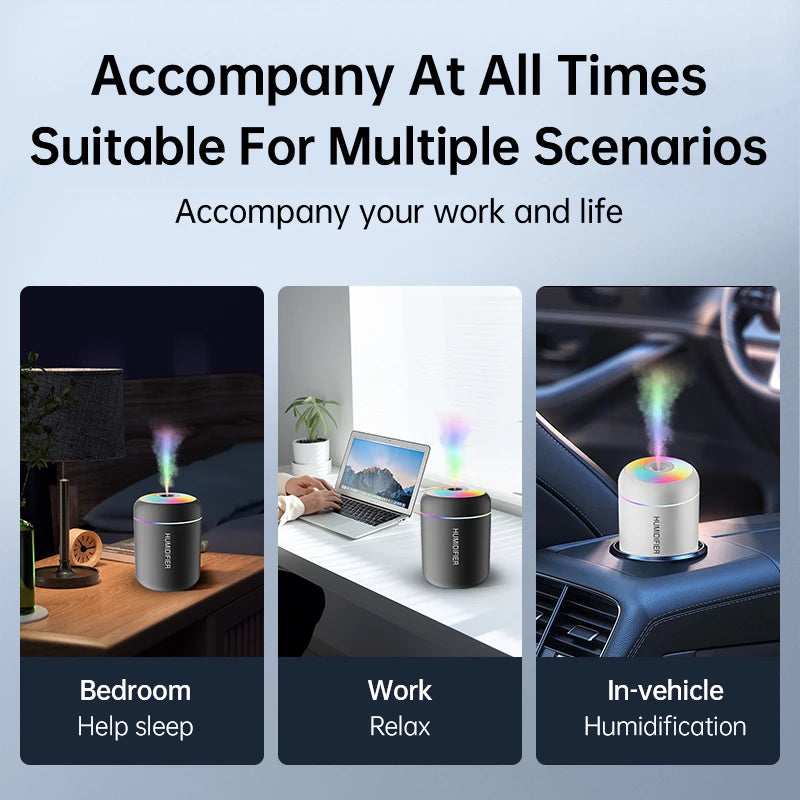 🌿 Mini Air Humidifier 180ML USB - Essential Oil Diffuser & Aromatherapy with LED Light for Home, Bedroom & Car