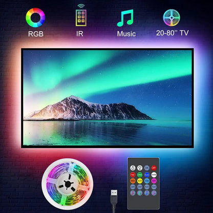 🎵 RGB LED TV Backlight - Smart LED Strip with USB Music Synchronization for TV, PC & Mirror (15 to 80 inches)