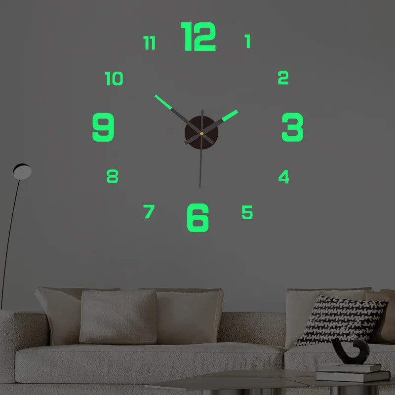 🕒 Luminous 3D LED Wall Clock - DIY Silent Digital Clock for Living Room, Bedroom & Modern Decoration