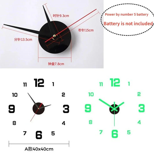 🕒 Luminous 3D LED Wall Clock - DIY Silent Digital Clock for Living Room, Bedroom & Modern Decoration
