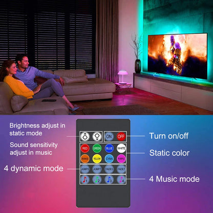 🎵 RGB LED TV Backlight - Smart LED Strip with USB Music Synchronization for TV, PC & Mirror (15 to 80 inches)
